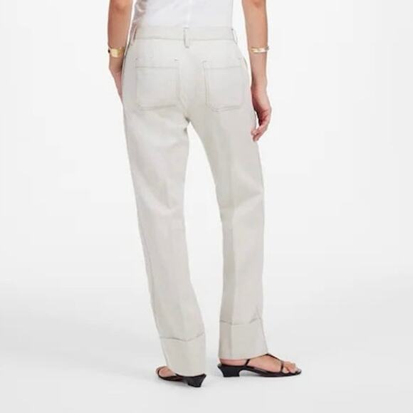 NWT Madewell The Dean Easy Linen Blend Cuffed Hem Twill Pant In Bone Size 30 - Picture 3 of 14
